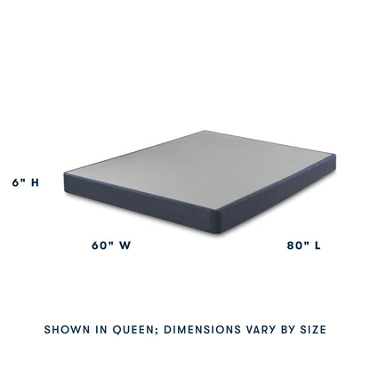 Serta Foundation shown as a queen size at an angle showing 6" in Height, 60" Width and 80" in Length  || level: low profile